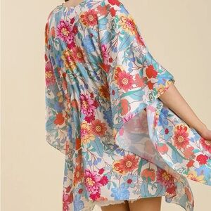 NWT UMGEE Bohemian Cream Floral Pattern Kimono Top S M L